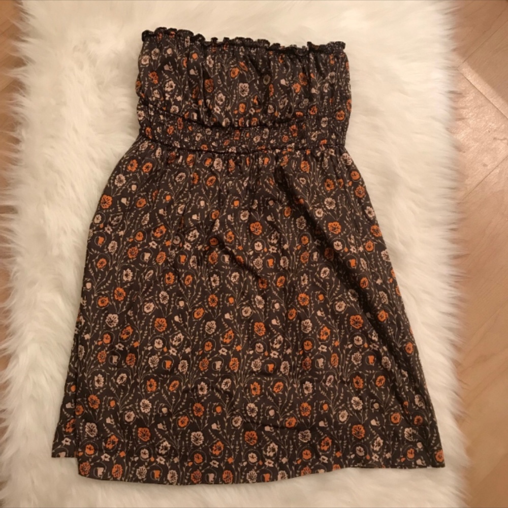 Free People Strapless Mini Dress Fall Colors Size